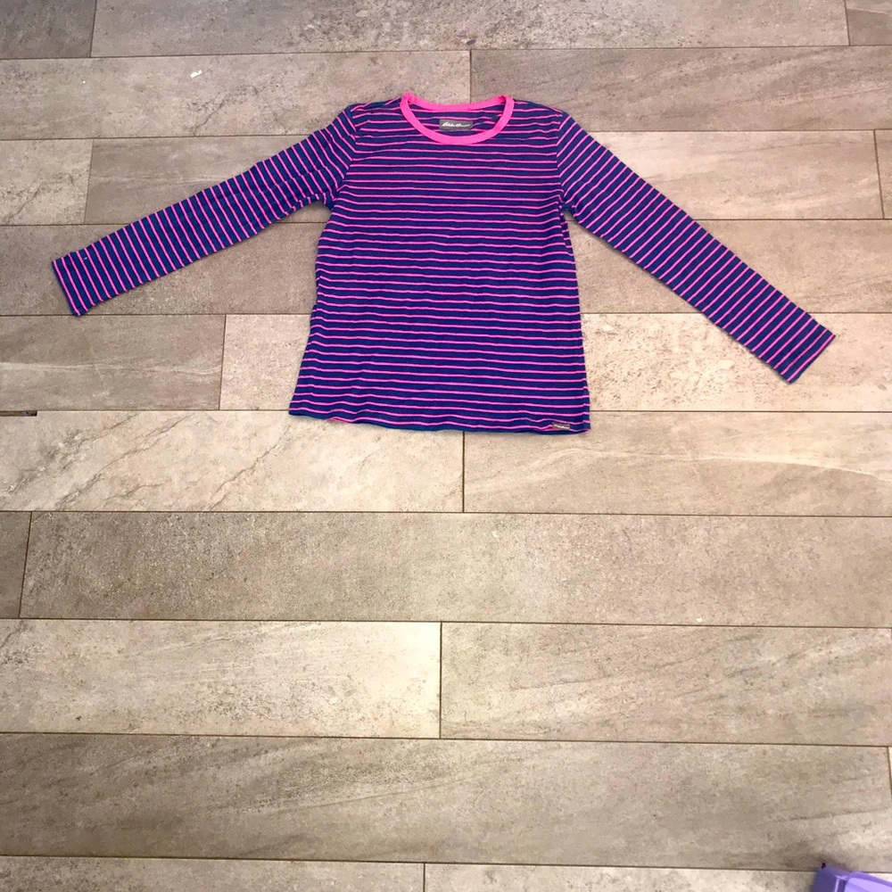 Long sleeve Dark Blue and Pink Top